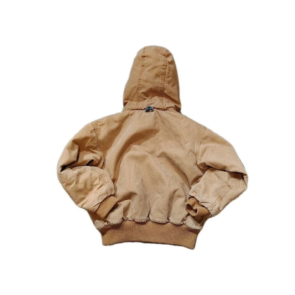 Walls Workwear Canvas Chore Jacket Boys XS 4-5 Tan Sherpa Lined Hooded